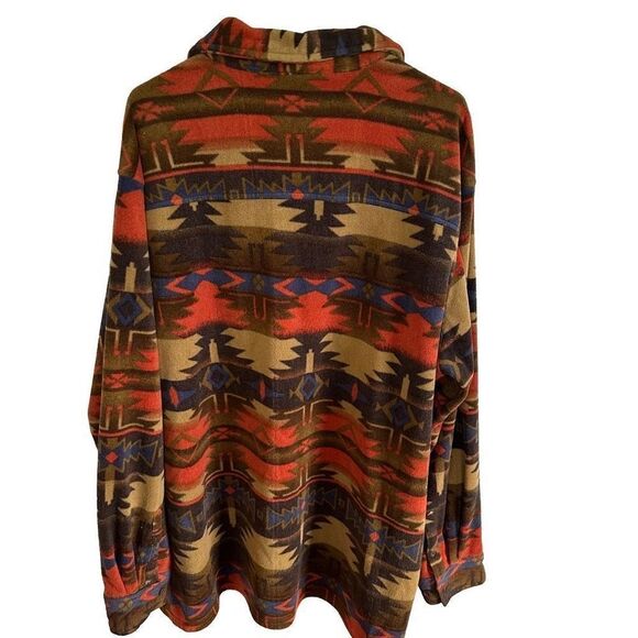 Vintage King Size Fleece Aztec Button Up Jacket - Picture 2 of 6